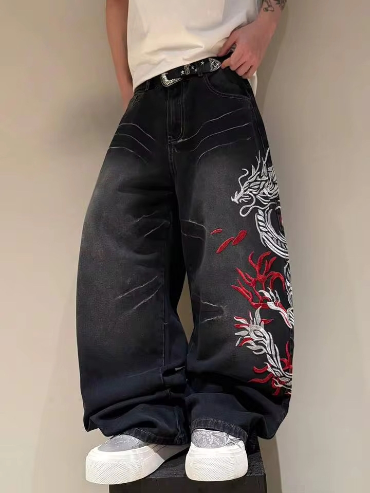 Street Fashion High End - Newly designed embroidered jeans classic retro
