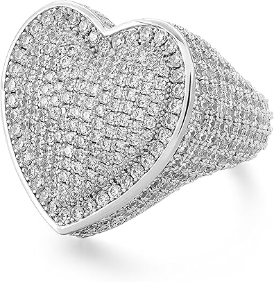 Street Fashion Rings - 925 Silver Plated Big Heart Full