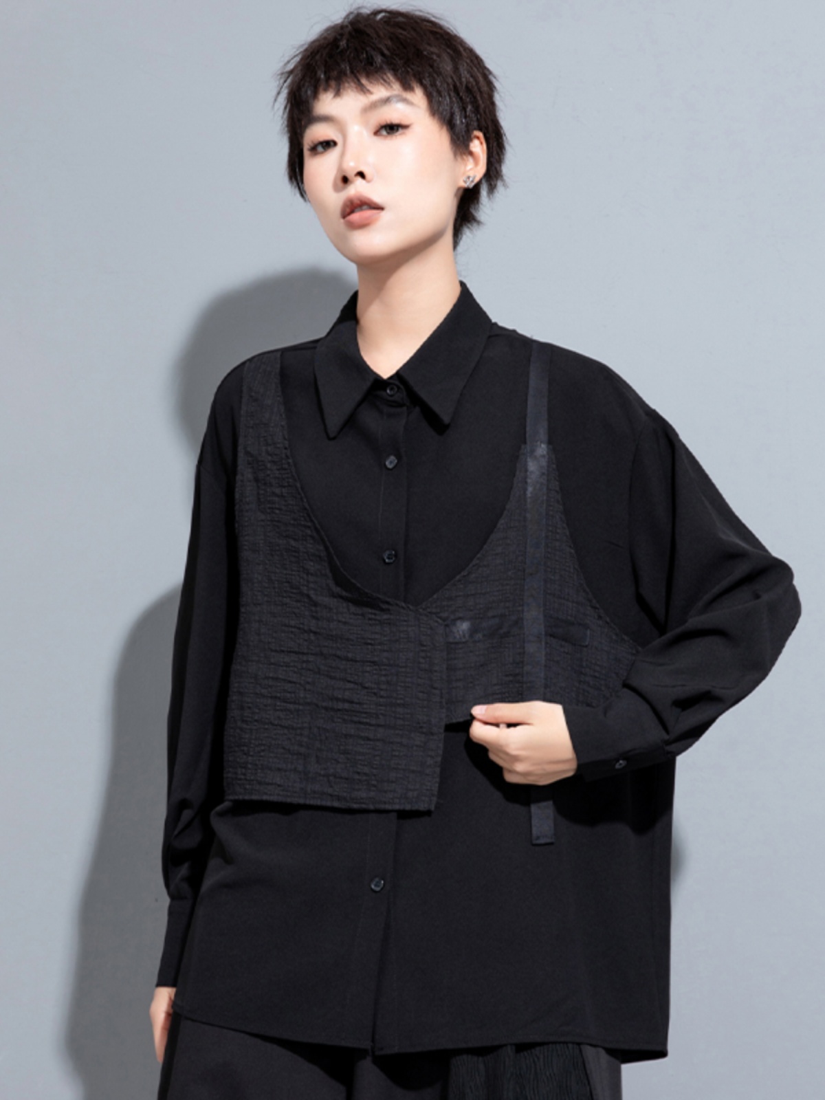 Street Fashion High End - Fashionable Long Shirt Collar Personality Design