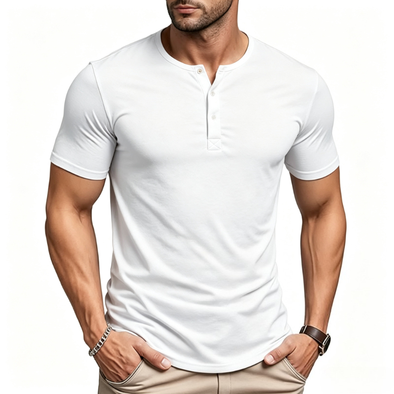 Street Fashion Dance - Men's Short Sleeve Henley Neck T-shirts