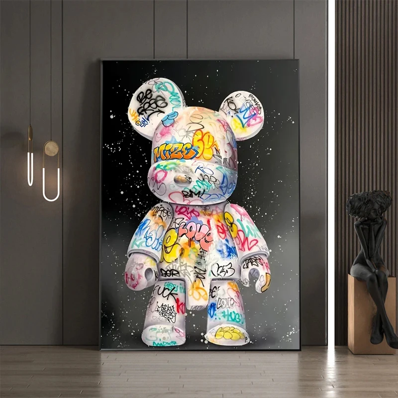 Street Fashion Poster - Cartoon Graffiti Bear Canvas Painting Cute