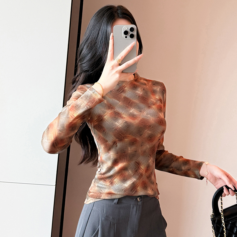 Y2K Mesh Top Women High Neck S - Street Fashion Photographers ulasan dan harga
