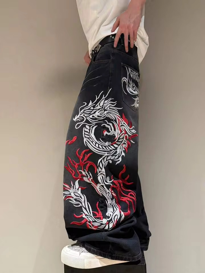 Newly designed embroidered jea - Street Fashion High End ulasan dan harga
