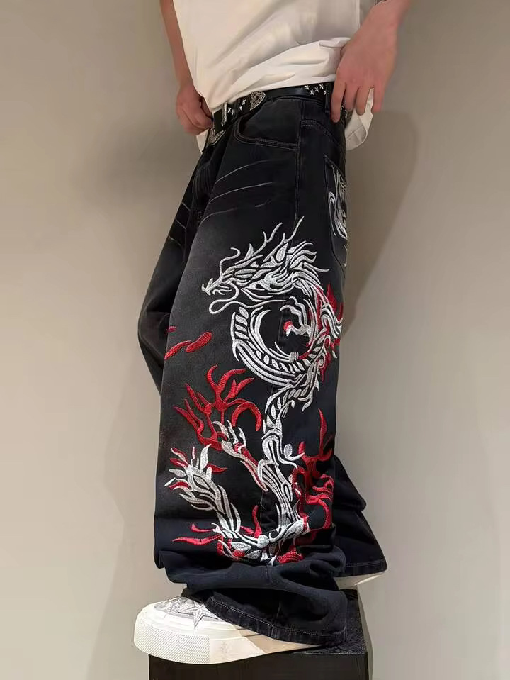 Newly designed embroidered jea - Street Fashion High End ulasan dan harga