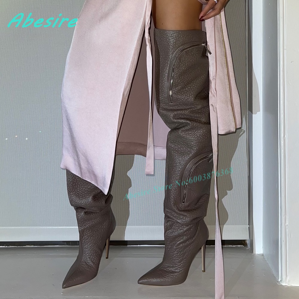 Blue Denim Pointed Toe Over Th - Street Fashion Show ulasan dan harga