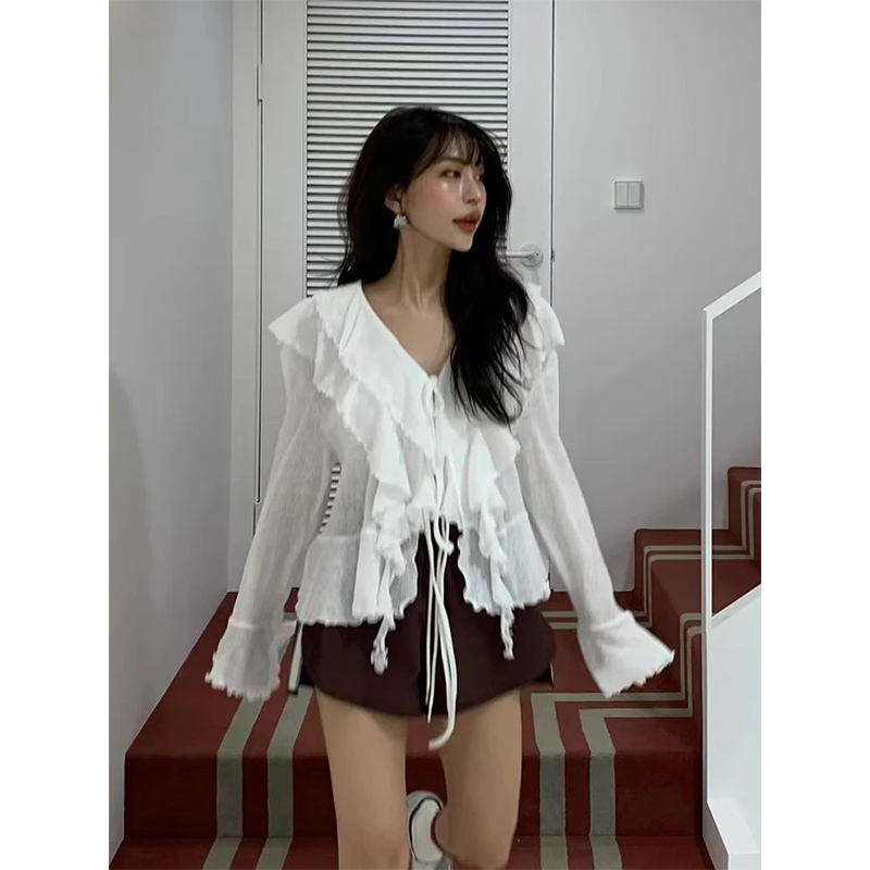 MEXZT Cropped White Shirts Wom - Street Fashion Korea ulasan dan harga