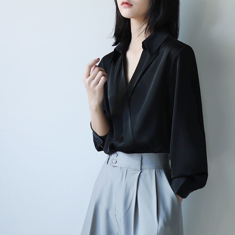 Gidyq Women Black Chiffon Shir - Street Fashion Korea ulasan dan harga