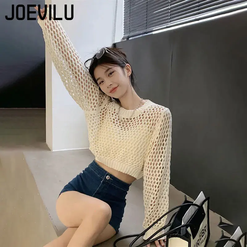 Hollow Out Knit Crop Top Women - Street Fashion Korea ulasan dan harga