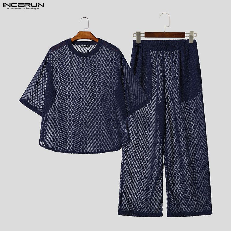 INCERUN Men's Sets See Through - Street Fashion Dance ulasan dan harga