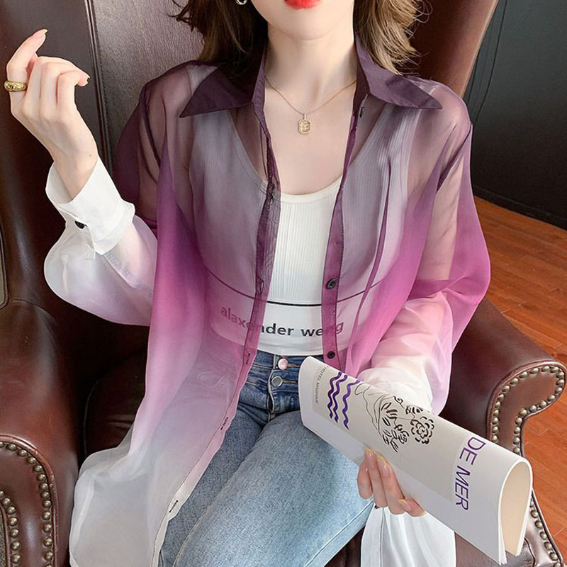 Fashion Gradient Color Chiffon - Street Fashion Korea ulasan dan harga