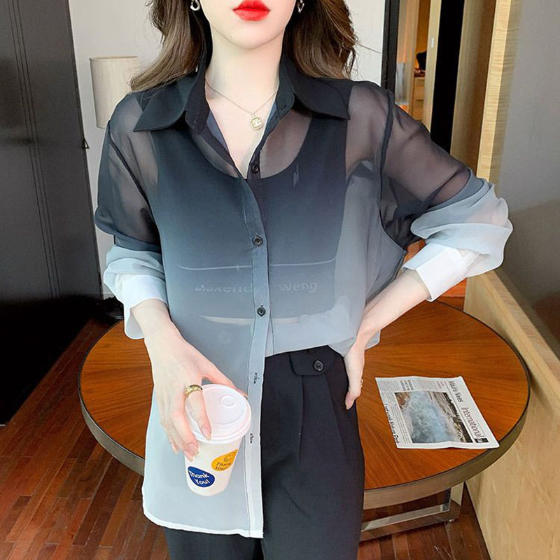 Fashion Gradient Color Chiffon - Street Fashion Korea ulasan dan harga