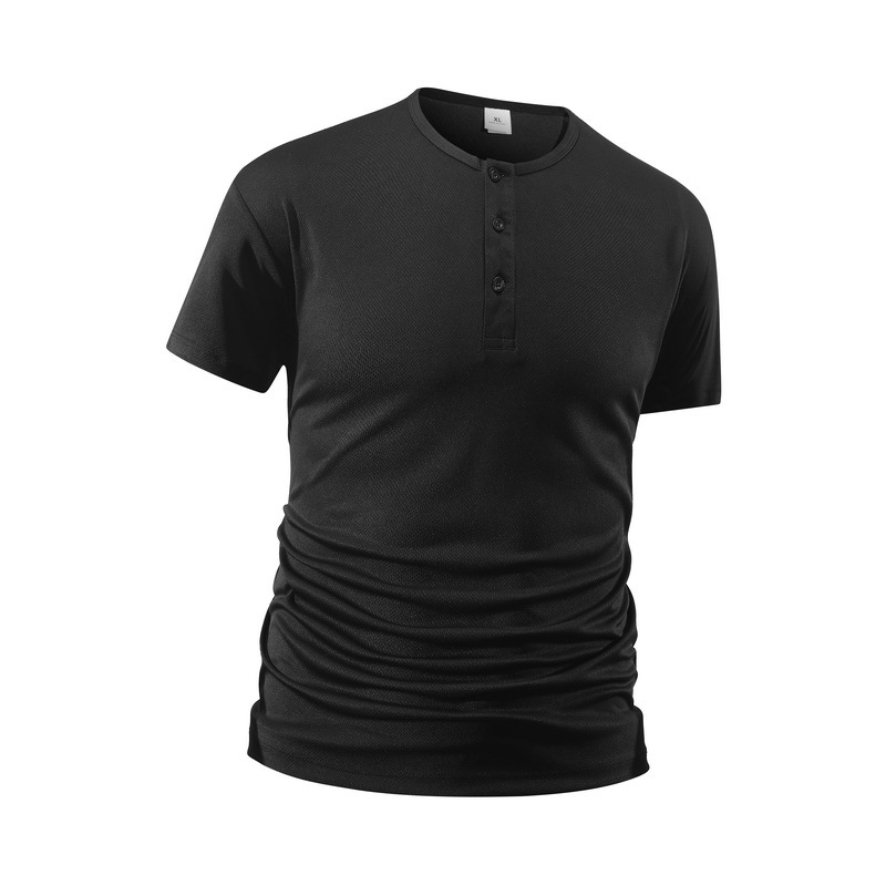 Men's Short Sleeve Henley Neck - Street Fashion Dance ulasan dan harga