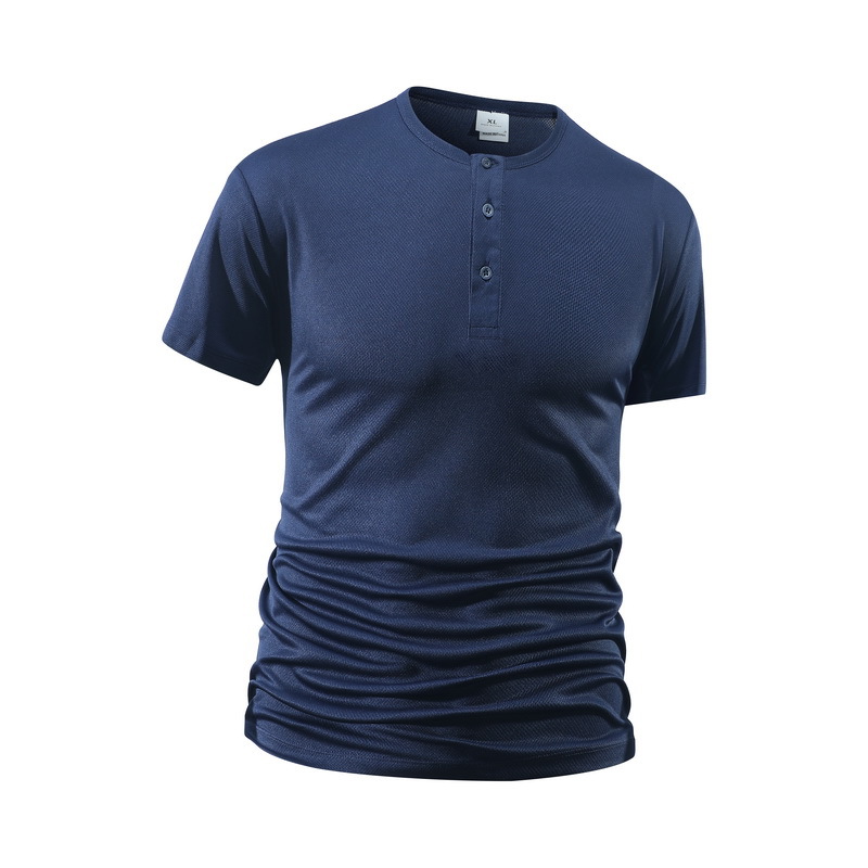 Men's Short Sleeve Henley Neck - Street Fashion Dance ulasan dan harga