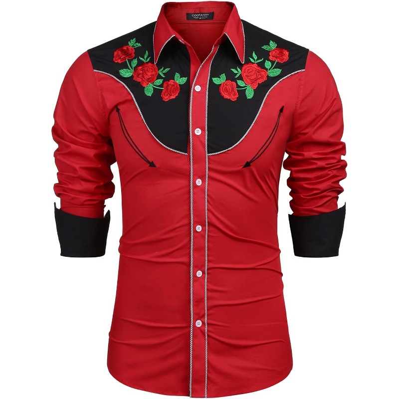 Men's Western Cowboy Shirt Lon - Street Fashion Dance ulasan dan harga