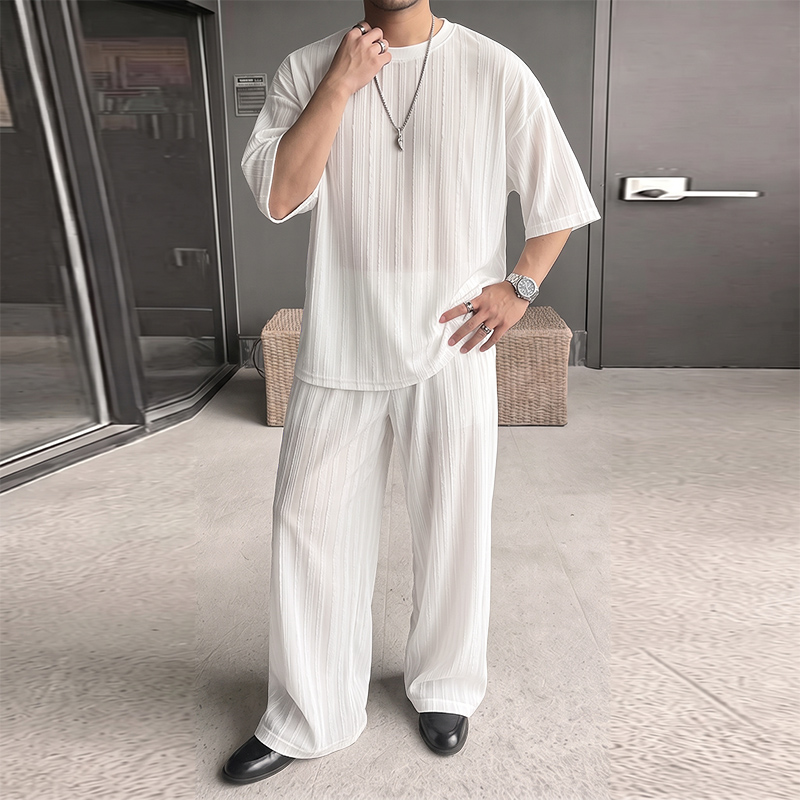 INCERUN Men's Sets Striped See - Street Fashion Dance ulasan dan harga