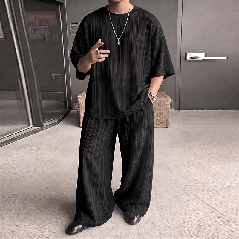 INCERUN Men's Sets Striped See - Street Fashion Dance ulasan dan harga