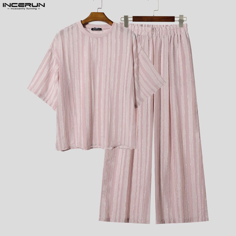 INCERUN Men's Sets Striped See - Street Fashion Dance ulasan dan harga