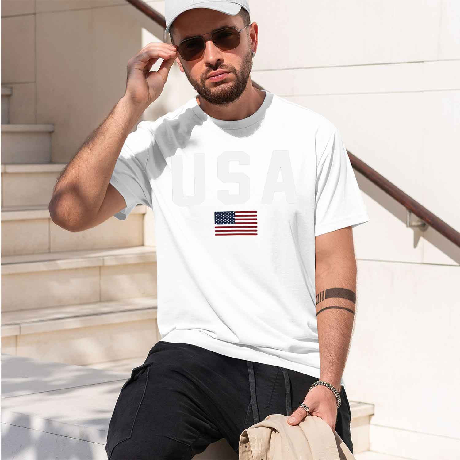 Casual USA Text Ameran Flag Gr - Street Fashion China Models ulasan dan harga