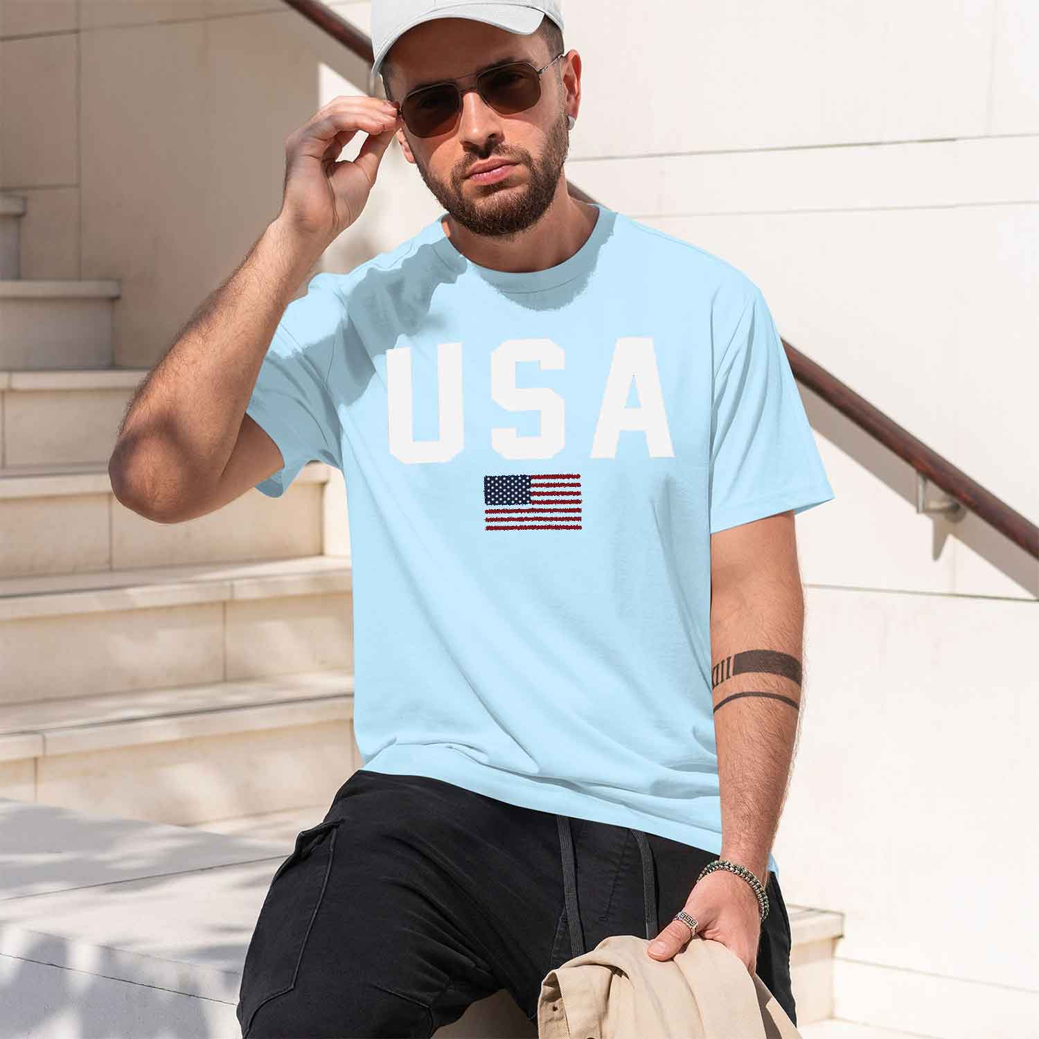 Casual USA Text Ameran Flag Gr - Street Fashion China Models ulasan dan harga